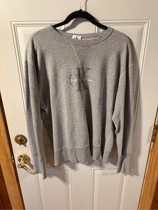 Calvin Klein Tops - Calvin Klein Gray Logo Crewneck Sweatshirt Size X Large